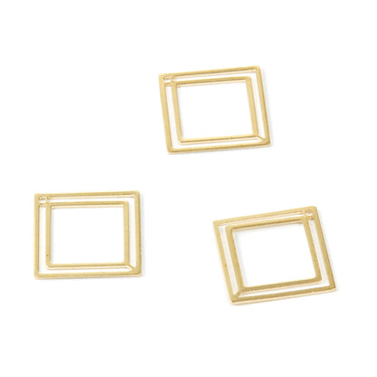 Brass Double Square Charm - ClartStudios - Polymer clay Jewellery