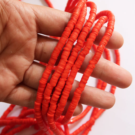 Bright Red 1X5mm Disc Polymer Clay Beads - ClartStudios - Polymer clay Jewellery