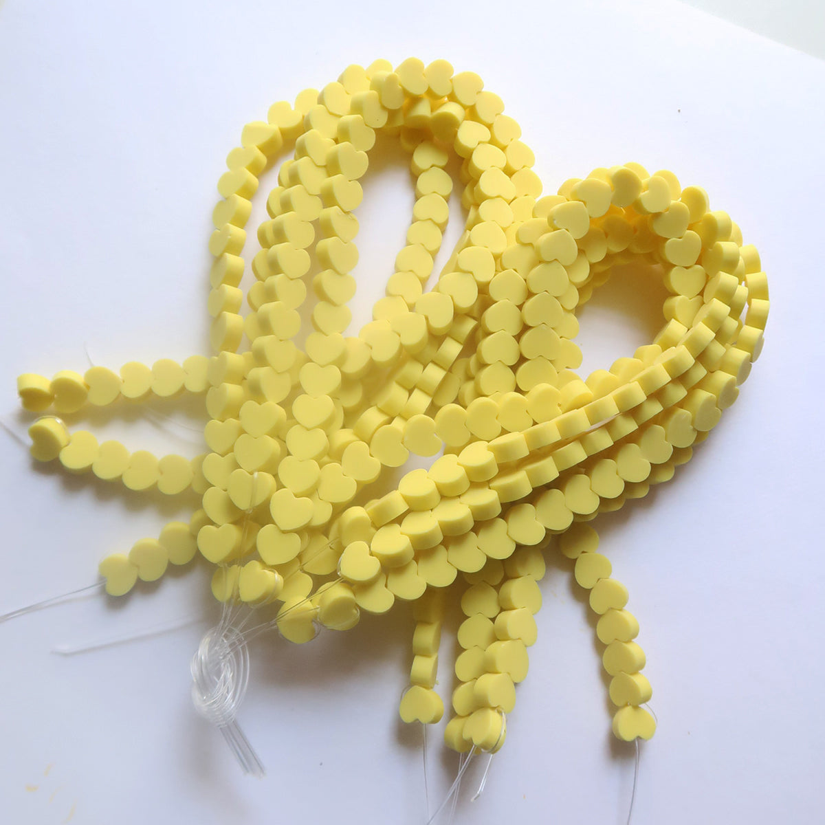 Bright Yellow- 10mm Heart Polymer Clay Beads - ClartStudios - Polymer clay Jewellery