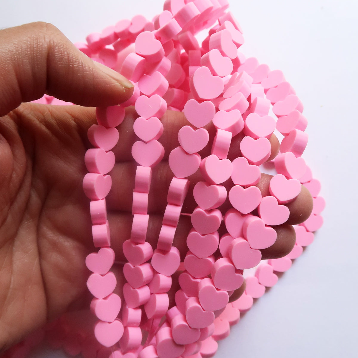 Candy Pink - 10mm Heart Polymer Clay Beads - ClartStudios - Polymer clay Jewellery