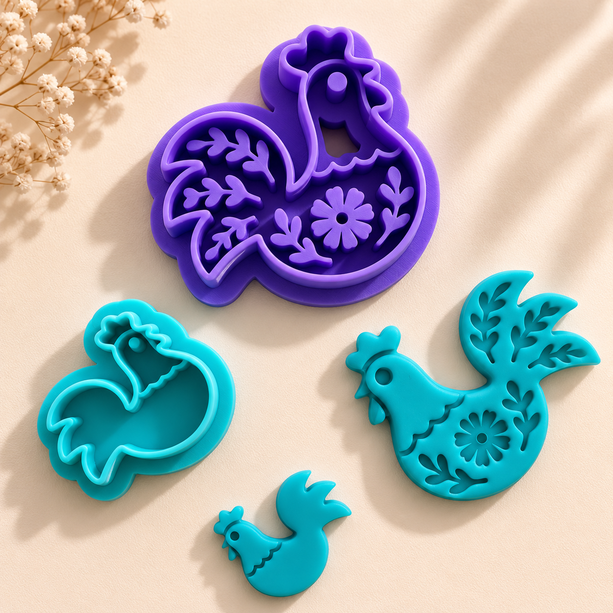 AT002 - Rooster | Chicken | clay cutter | folkart | Clay Cutters