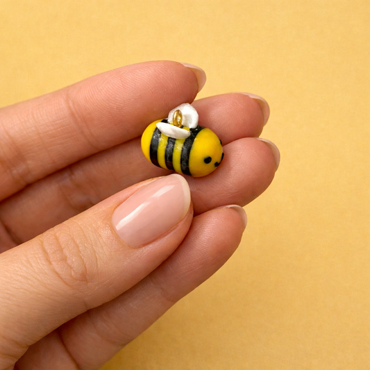 R022 - Cute Honey Bee Charm - Waterproof & Adorable - ClartStudios - Polymer clay Jewellery