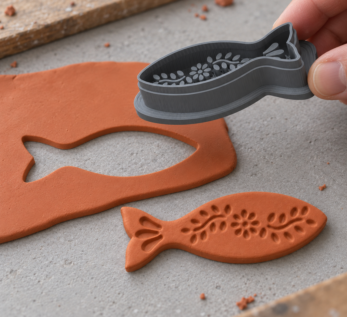 Folk Fish Polymer Clay Cutter | 017 - ClartStudios - Polymer clay Jewellery