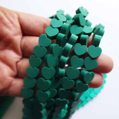 Crocodile Green  - 10mm Heart Polymer Clay Beads - ClartStudios - Polymer clay Jewellery