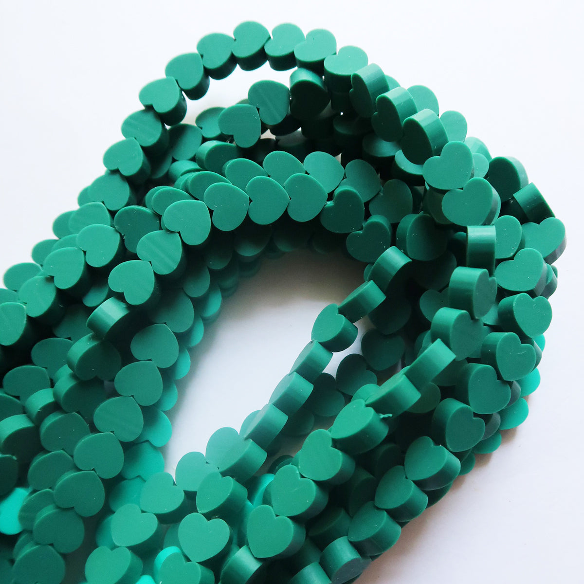 Crocodile Green  - 10mm Heart Polymer Clay Beads - ClartStudios - Polymer clay Jewellery