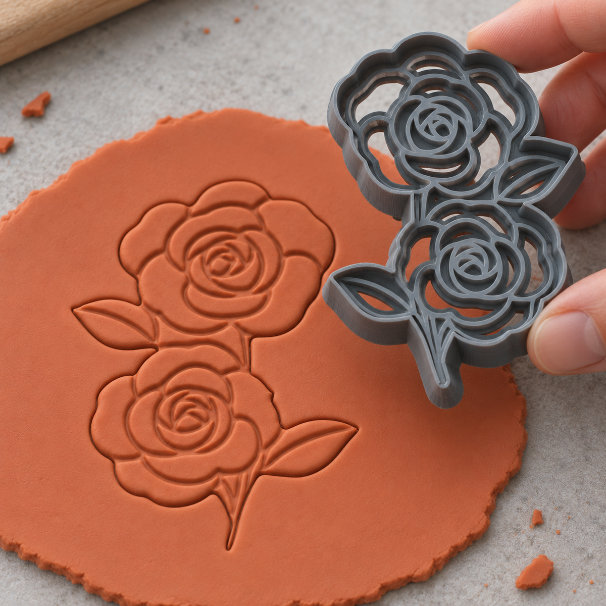 Double Rose Polymer Clay Cutter | 118 - ClartStudios - Polymer clay Jewellery