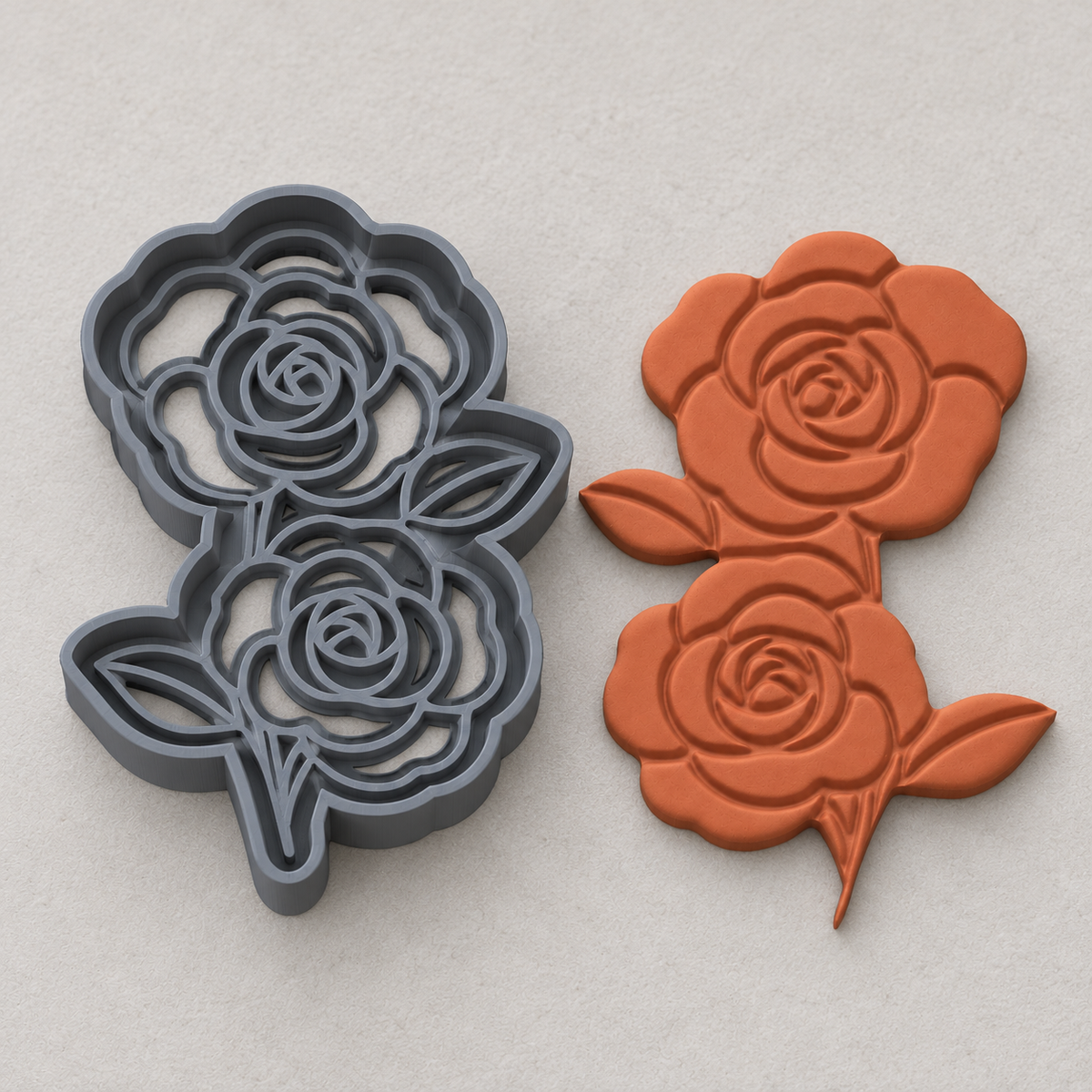 Double Rose Polymer Clay Cutter | 118 - ClartStudios - Polymer clay Jewellery