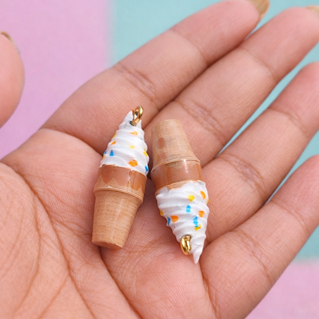 R018 - Classic Ice Cream withe Sprinkles Charm - Waterproof & Adorable - ClartStudios - Polymer clay Jewellery