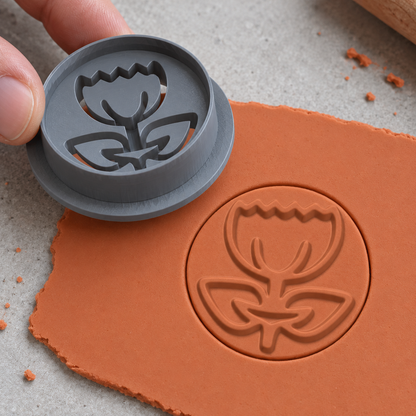 Folk Tulip Coin Polymer Clay Cutter | 160 - ClartStudios - Polymer clay Jewellery