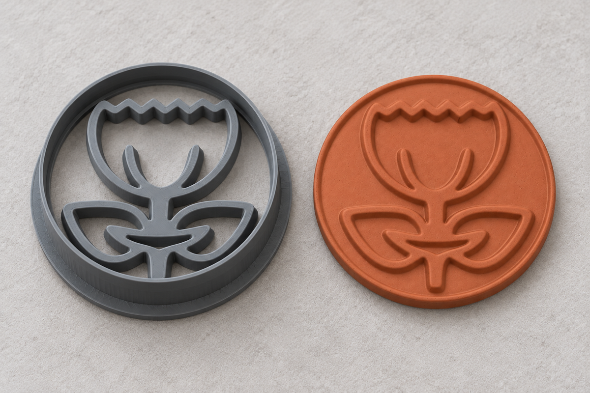 Folk Tulip Coin Polymer Clay Cutter | 160 - ClartStudios - Polymer clay Jewellery