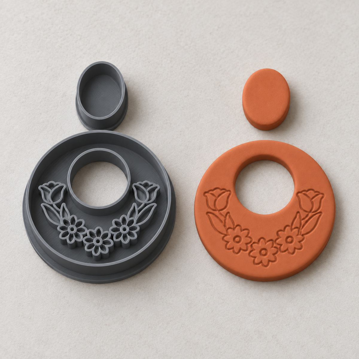 Floral Hoop Earring Polymer Clay Cutter Set | 148