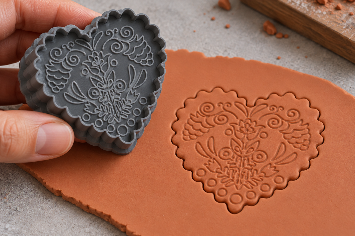 Folk Art Heart Polymer Clay Cutter | 130 - ClartStudios - Polymer clay Jewellery