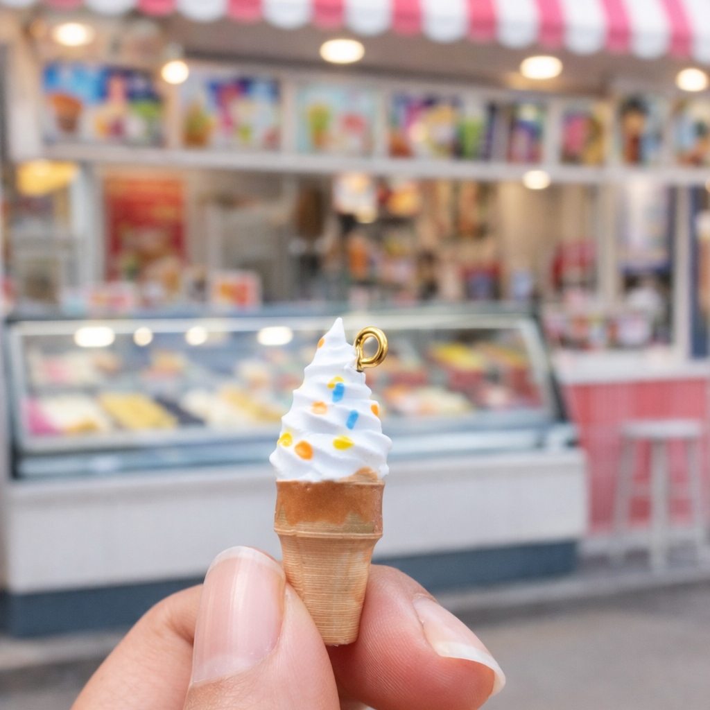 R018 - Classic Ice Cream withe Sprinkles Charm - Waterproof & Adorable - ClartStudios - Polymer clay Jewellery