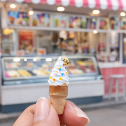R018 - Classic Ice Cream withe Sprinkles Charm - Waterproof & Adorable - ClartStudios - Polymer clay Jewellery