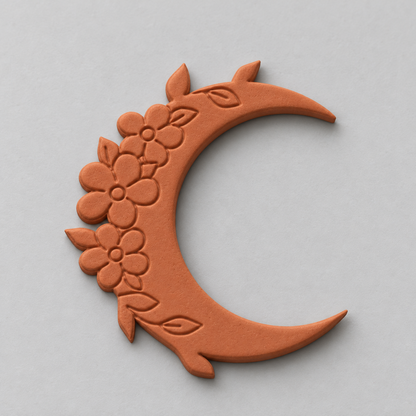 Floral Crescent Moon Polymer Clay Cutter | 158 - ClartStudios - Polymer clay Jewellery