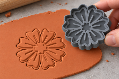 Ten-Petal Daisy Polymer Clay Cutter | 156 - ClartStudios - Polymer clay Jewellery