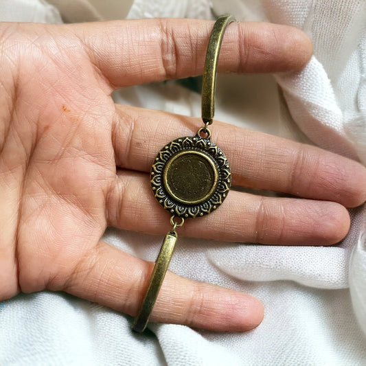 Flower Round Antique Bronze Bracelet Bezel - ClartStudios - Polymer clay Jewellery