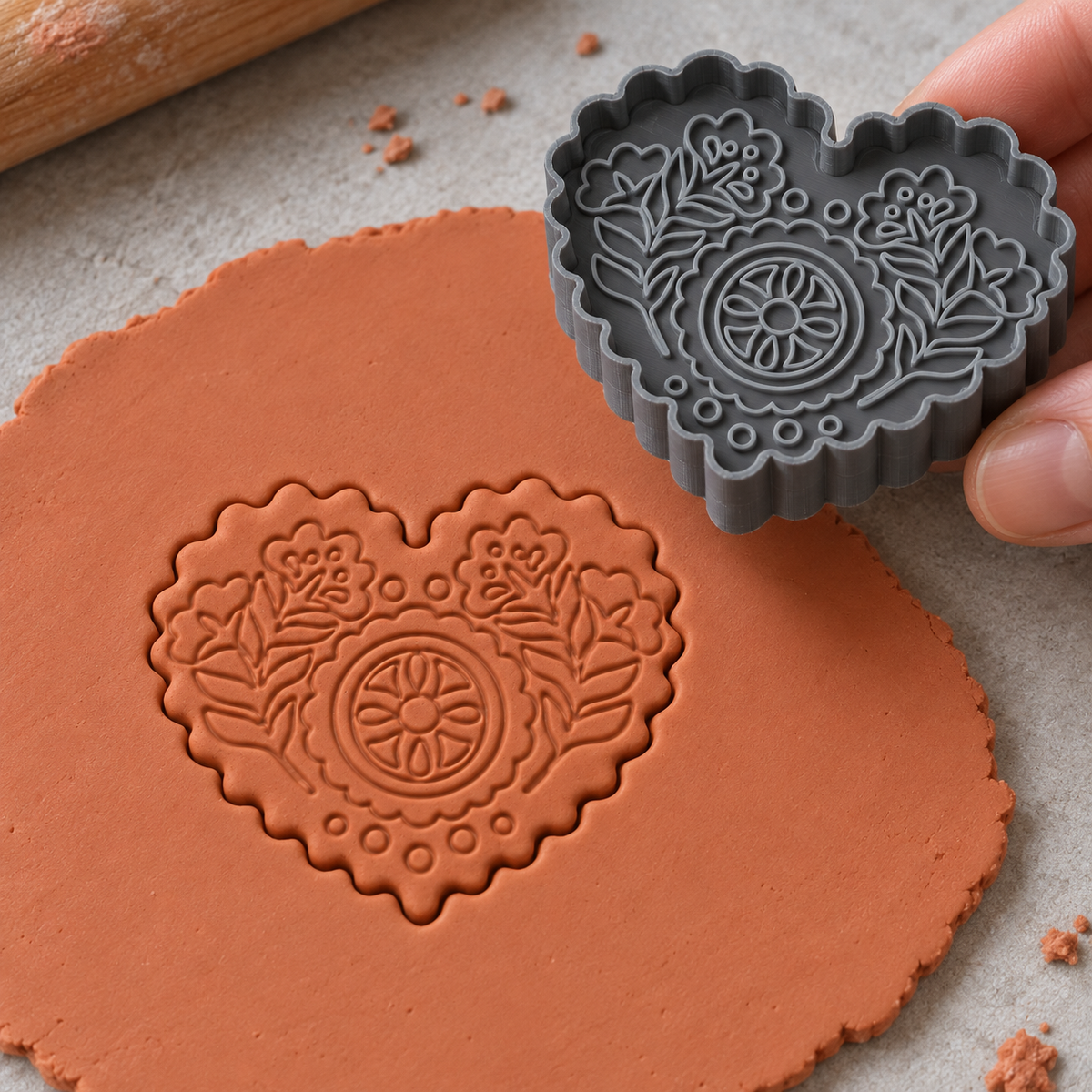 Folk Mandala Heart Polymer Clay Cutter | 134 - ClartStudios - Polymer clay Jewellery