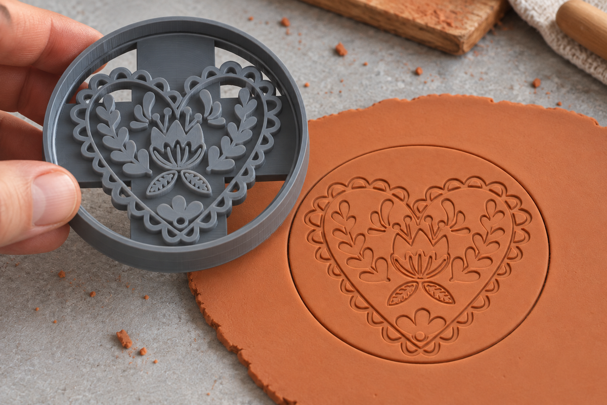 Folk Heart Medallion Polymer Clay Cutter | 161 - ClartStudios - Polymer clay Jewellery