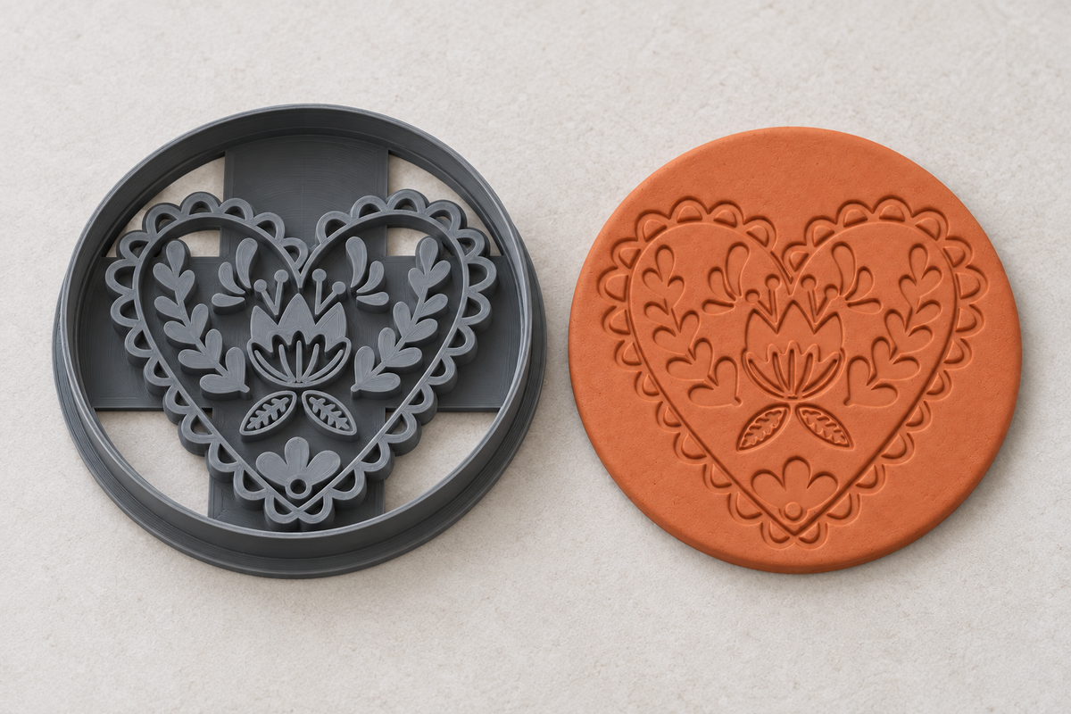 Folk Heart Medallion Polymer Clay Cutter | 161 - ClartStudios - Polymer clay Jewellery