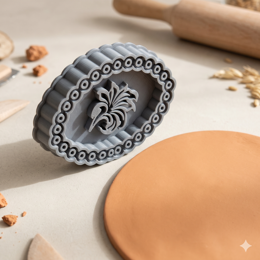 Floral Crescent Polymer Clay Cutter & Stamp - ClartStudios - Polymer clay Jewellery