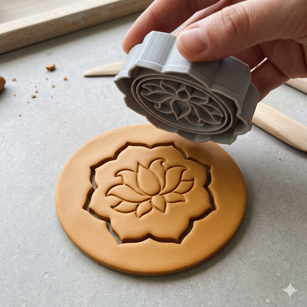 Lotus Mandala Polymer Clay Cutter & Embosser - ClartStudios - Polymer clay Jewellery