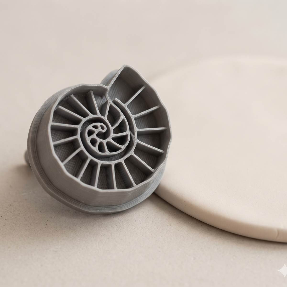Ammonite Polymer Clay Cutter & Texture Stamp - ClartStudios - Polymer clay Jewellery