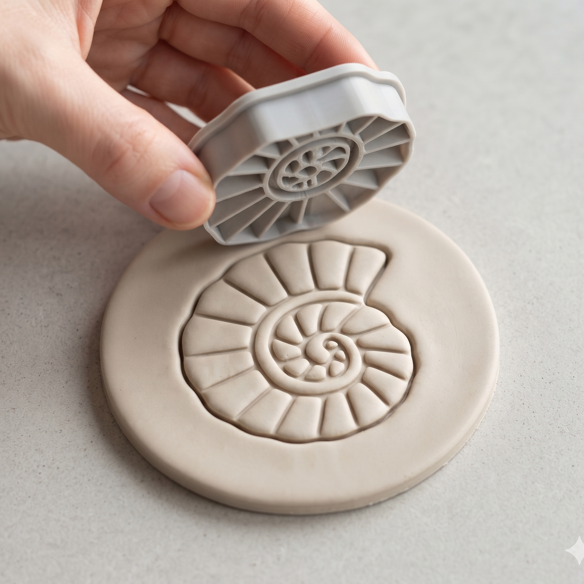 Ammonite Polymer Clay Cutter & Texture Stamp - ClartStudios - Polymer clay Jewellery