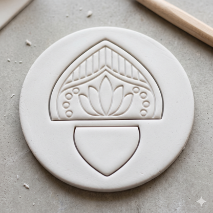 Lotus Arch Two-Piece Polymer Clay Cutter & Embossing Stamp Set - ClartStudios - Polymer clay Jewellery