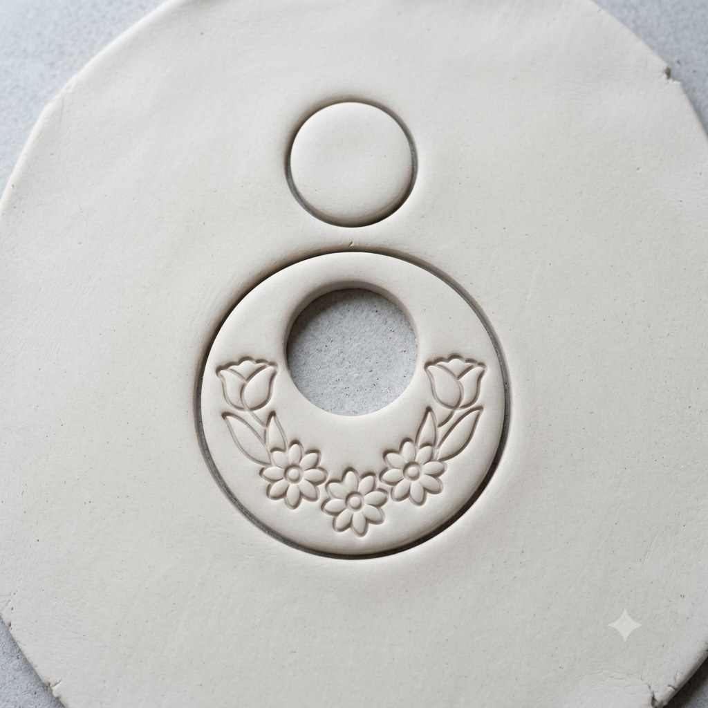 Floral Crescent Polymer Clay Cutter & Stamp Set - ClartStudios - Polymer clay Jewellery