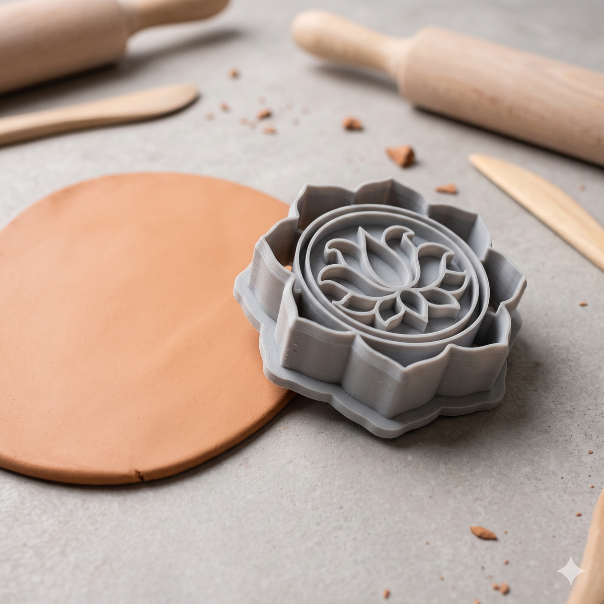 Lotus Mandala Polymer Clay Cutter & Embosser - ClartStudios - Polymer clay Jewellery