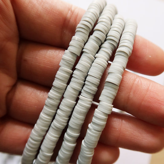 Grey 1X5mm Disc Polymer Clay Beads - ClartStudios - Polymer clay Jewellery