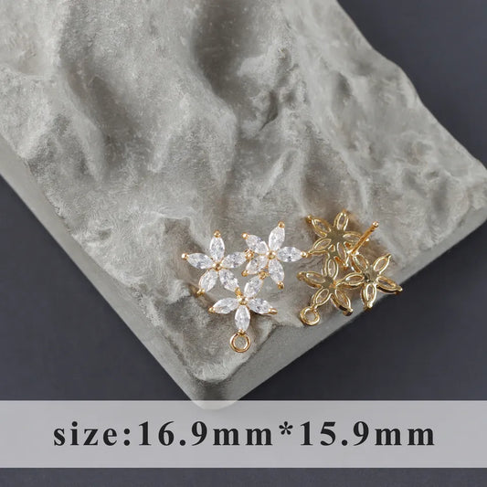 Zicron Flower Bouquet Stud (18K Gold) - ClartStudios - Polymer clay Jewellery