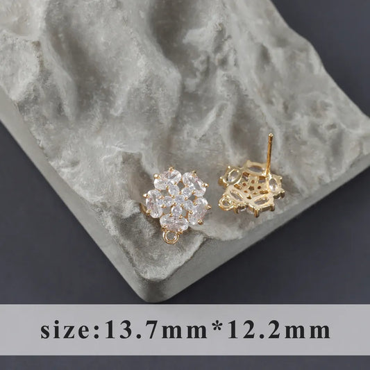 Zicron Floral Stud (18K Gold) - ClartStudios - Polymer clay Jewellery