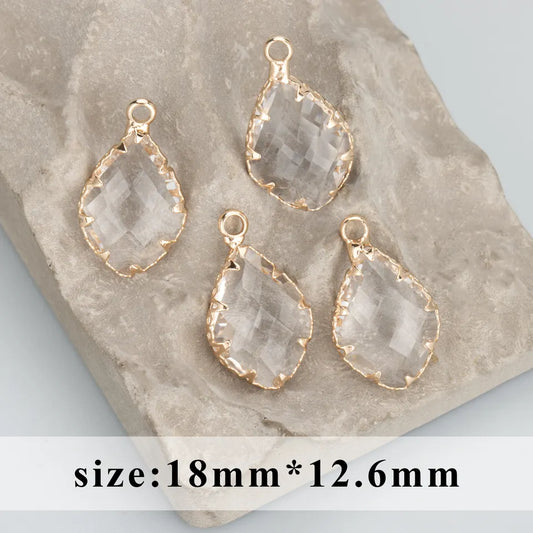 Glass Tear Drop Gemstone (18K Gold) - ClartStudios - Polymer clay Jewellery