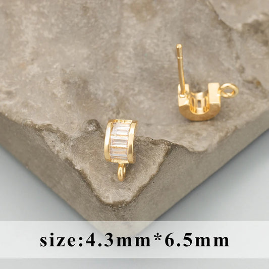 PS013 - Zircon Semicircle Hug Stud (18K Gold) - ClartStudios - Polymer clay Jewellery