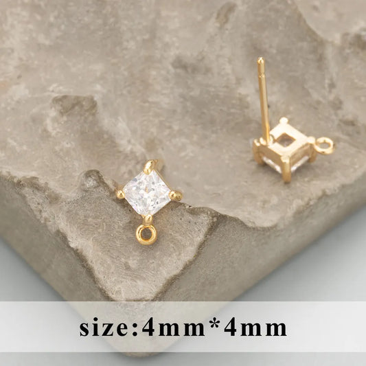 Zicron Diamond Stud (18K Gold) - ClartStudios - Polymer clay Jewellery