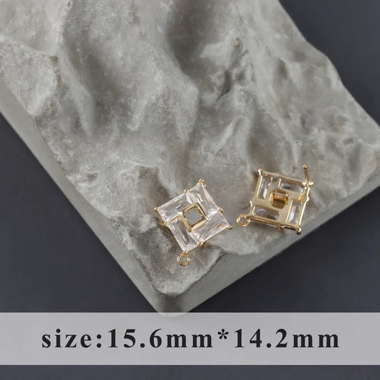 Zicron Square Stud (18K Gold) - ClartStudios - Polymer clay Jewellery