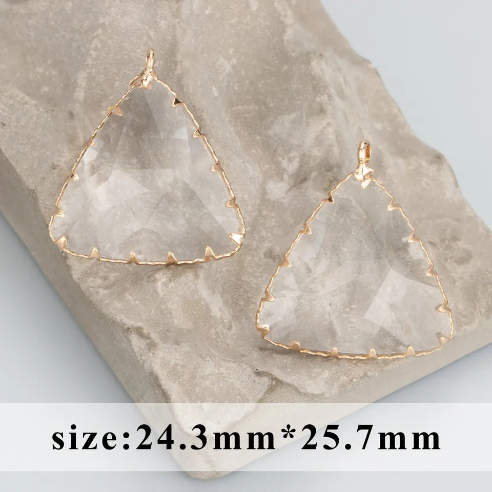 Glass Triangle Gemstone (18K Gold) - ClartStudios - Polymer clay Jewellery