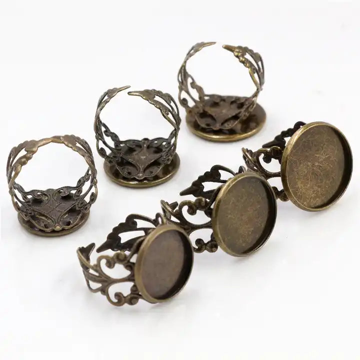 Motif Ring Band Antique Bronze Ring Base - ClartStudios - Polymer clay Jewellery