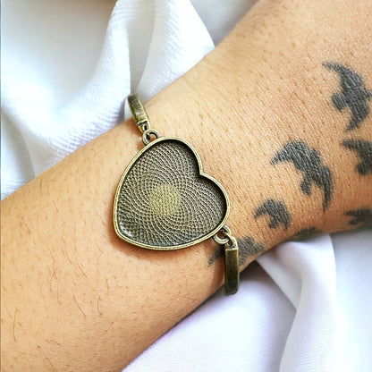 Heart Antique Bronze Bracelet Bezel - ClartStudios - Polymer clay Jewellery