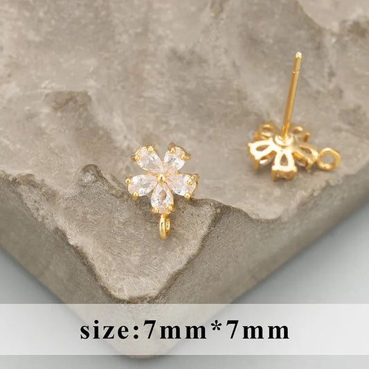 Zicron Flower Stud (18K Gold) - ClartStudios - Polymer clay Jewellery