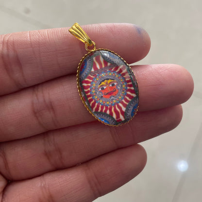 NG03 - Sun God Abstract Painitng Pendant / Charm (1pc) - ClartStudios - Polymer clay Jewellery