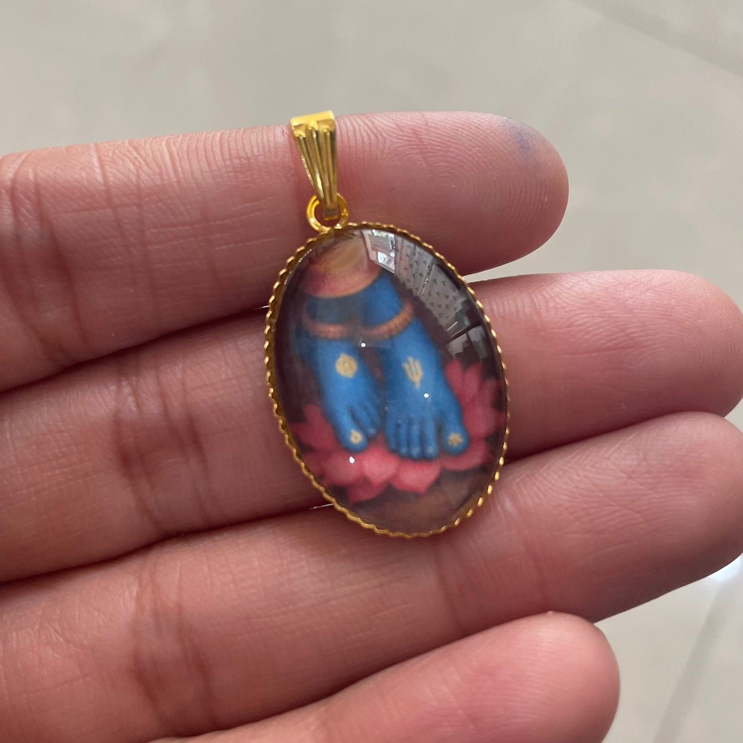 NG04 - Krishna Feet Pendant / Charm (1pc) - ClartStudios - Polymer clay Jewellery