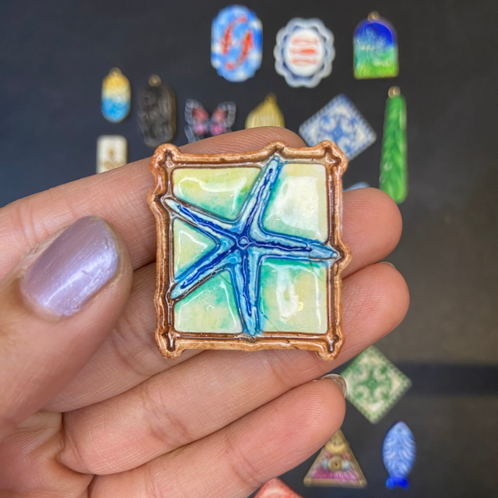 CN 01 - Star on the Beach - Handmade Clay Charm - ClartStudios - Polymer clay Jewellery