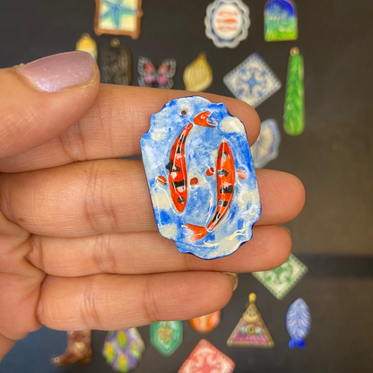 CN 02 - Koi Pond - Handmade Clay Charm - ClartStudios - Polymer clay Jewellery