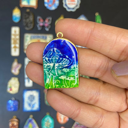 CN 04 - Mushroom Forest  - Handmade Clay Charm - ClartStudios - Polymer clay Jewellery