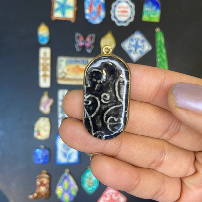 CN 06 - Boho Faces  - Handmade Clay Charm - ClartStudios - Polymer clay Jewellery