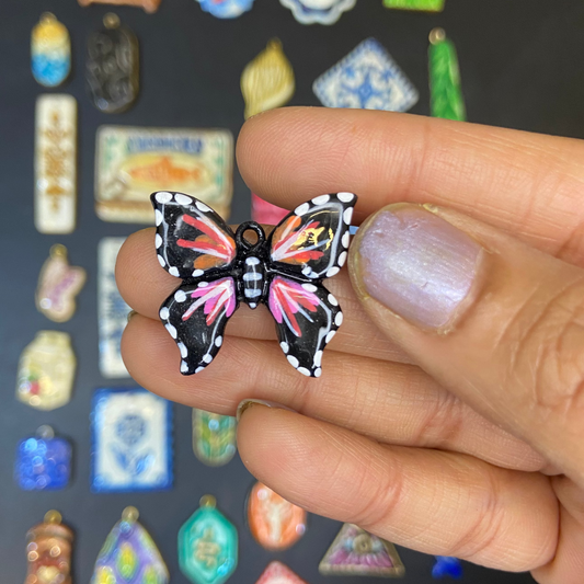 CN 07 - Butterly Hand Painted - Handmade Clay Charm - ClartStudios - Polymer clay Jewellery