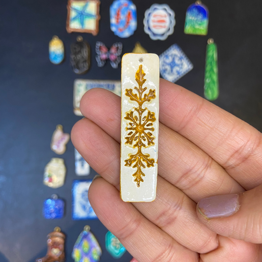 CN 19 - Classic Mustard Textured Hand Painted - Handmade Clay Charm - ClartStudios - Polymer clay Jewellery